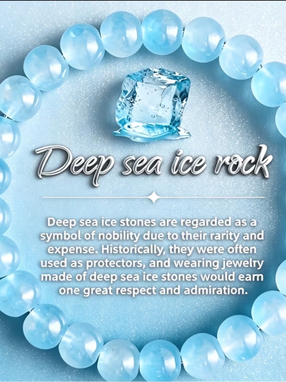 Deep Sea Ice Rock Blue Beaded Bracelet -